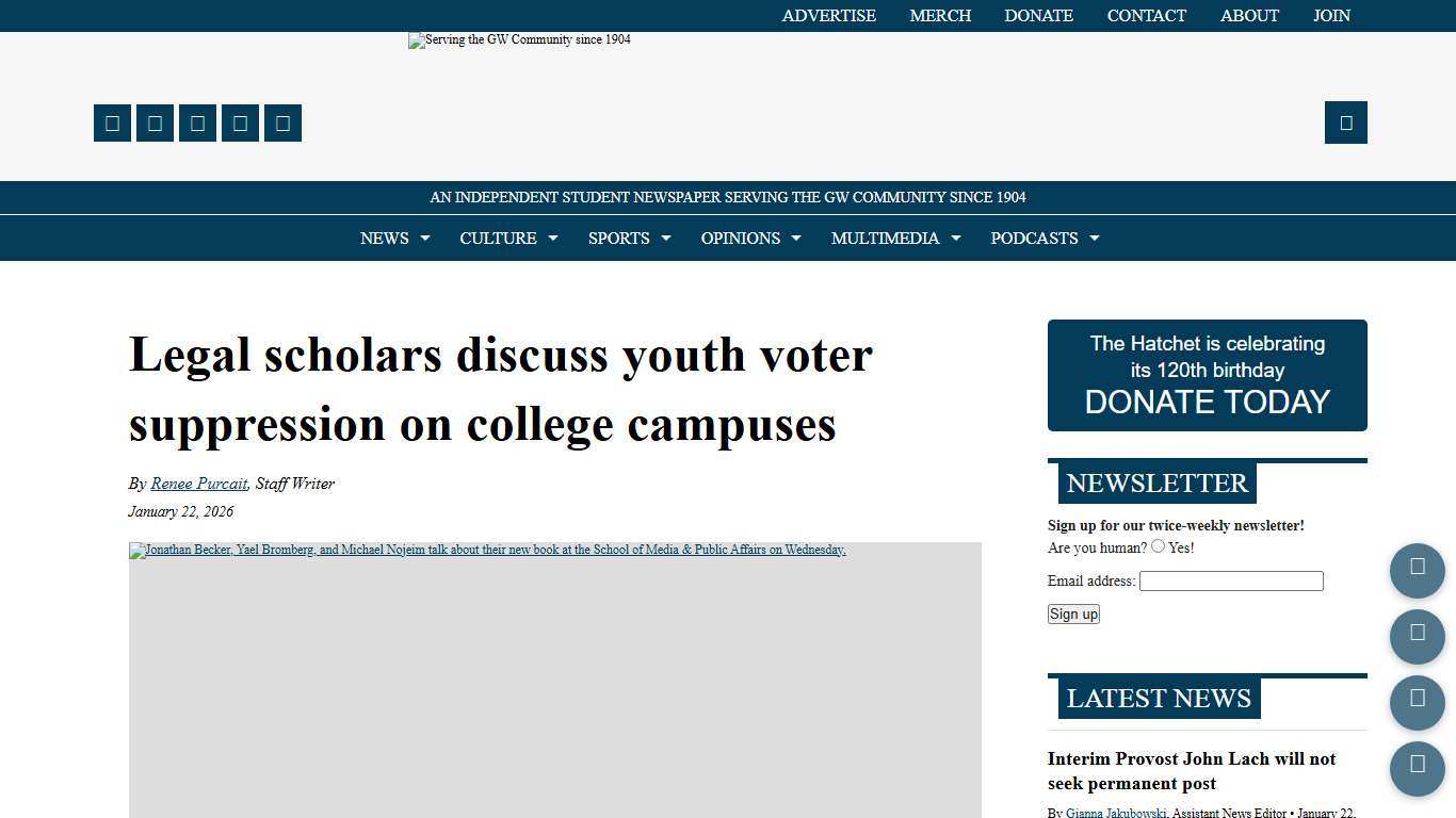 Legal scholars discuss youth voter suppression on college campuses – The GW Hatchet