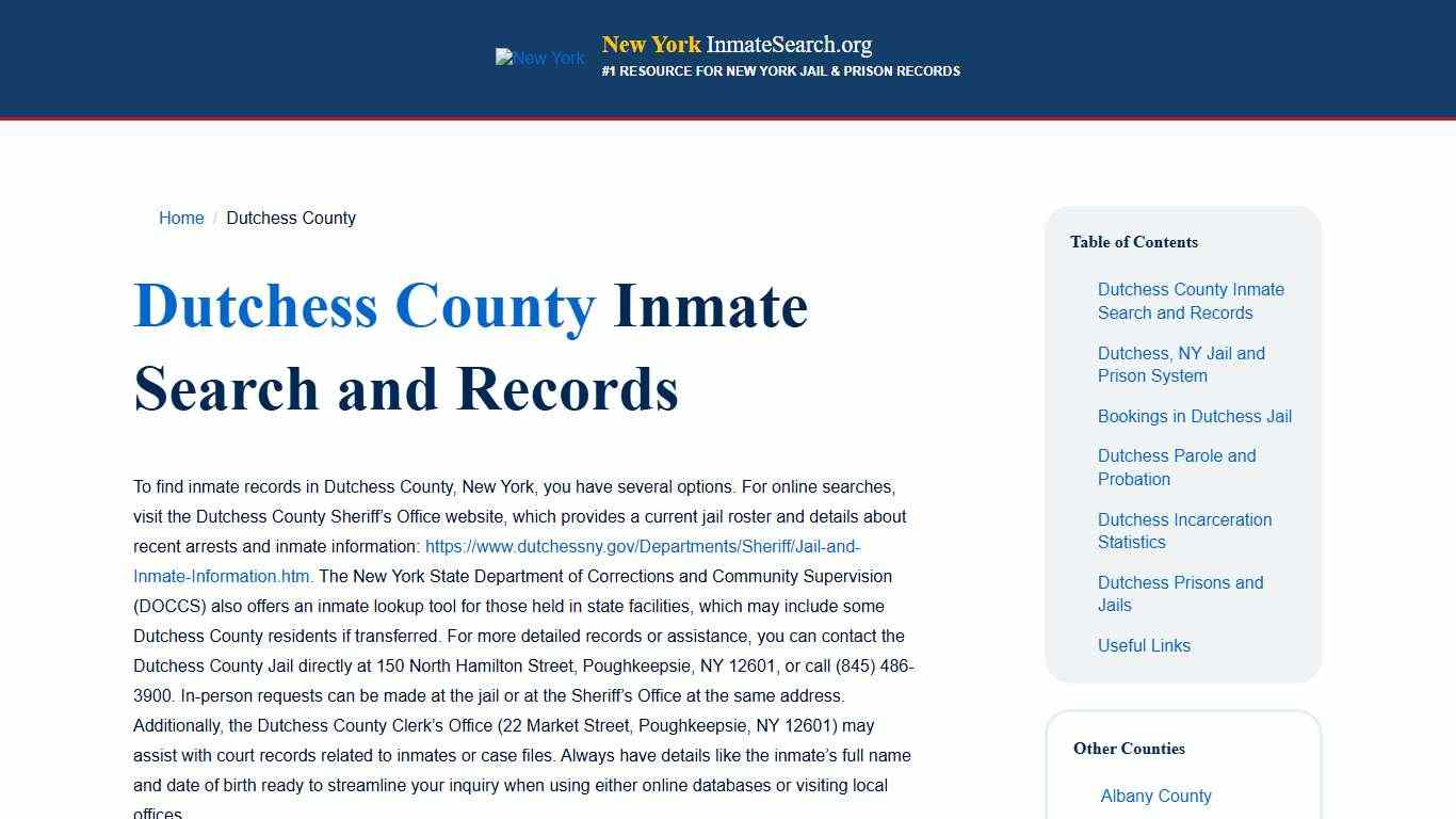 Dutchess County, NY Inmate & Jail Records Lookup